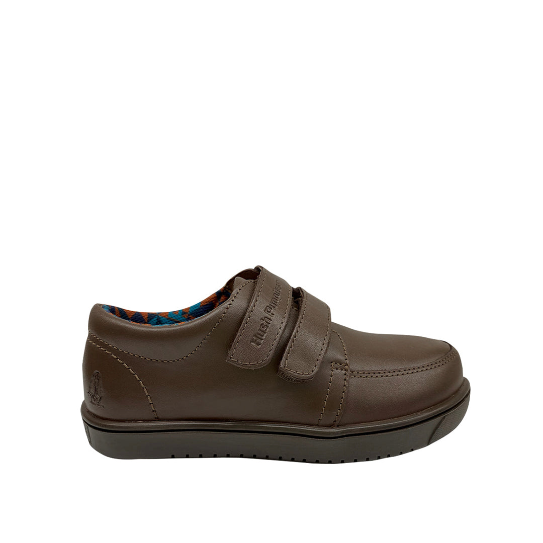Zapatos escolares Edo velcro cafe para Niños Hush Puppies