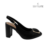 Tacones slingback de tacón grueso Belen para mujer color negro