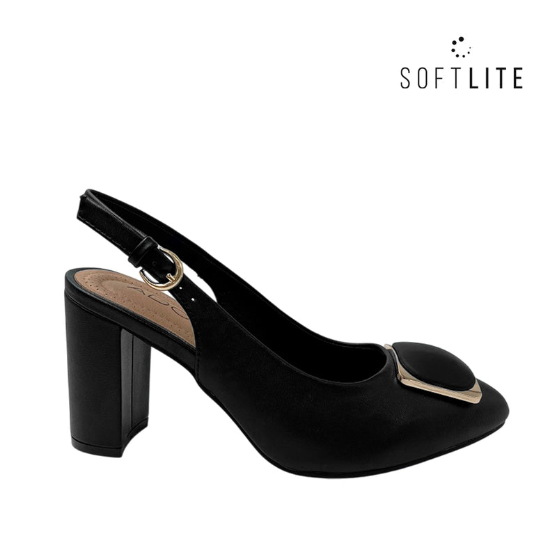 Tacones slingback de tacón grueso Belen para mujer color negro