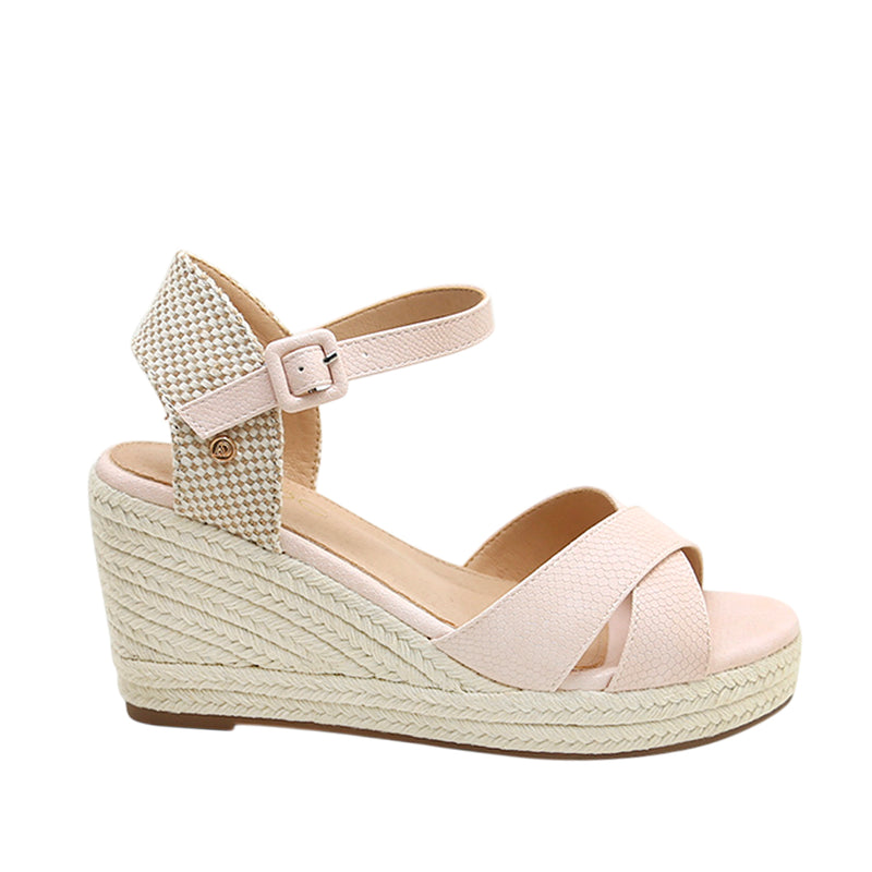 Sandalias de cuña Lya para mujer color hueso