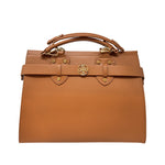 Cartera satchel Eu para mujer color tan