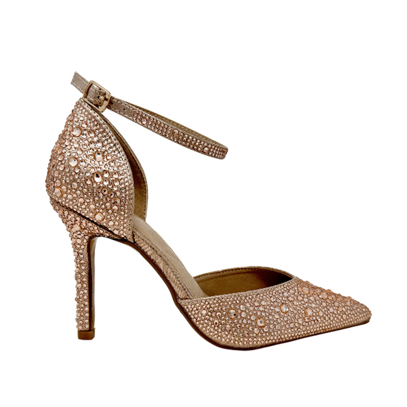 Tacones ankle strap Indra para mujer color nude