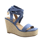 Sandalias de cuña Emilia para mujer color celeste