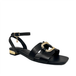 Sandalias flats Janee para mujer color negro