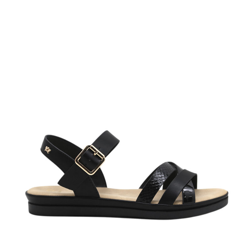 Sandalias flats Regina para mujer color negro
