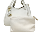 Cartera satchel Octavia para mujer color hueso