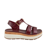 Sandalias flats Hanne para mujer color burgundy